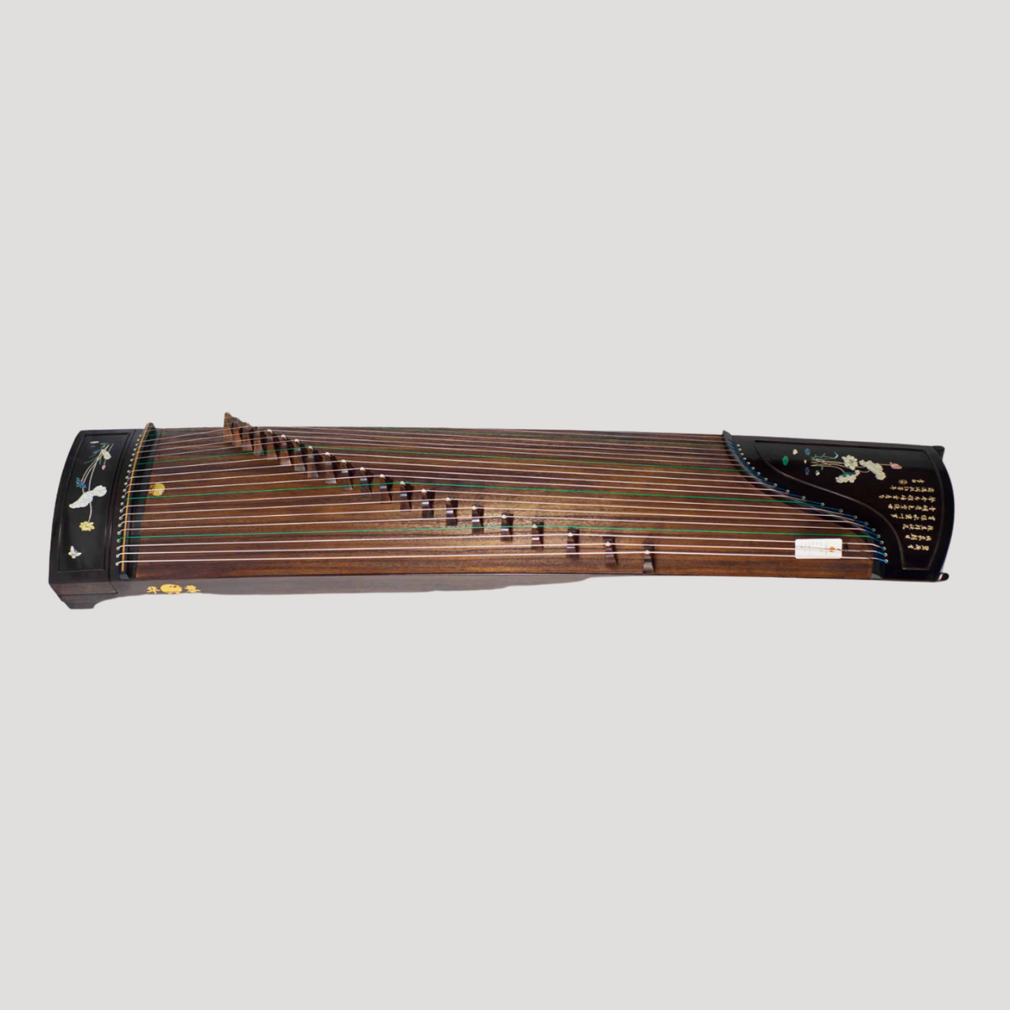 Huali Guzheng 上海华黎古筝 Ebony Wood 黑檀 with bone powder carving calligraphy and shell inlay 骨雕书法贝雕