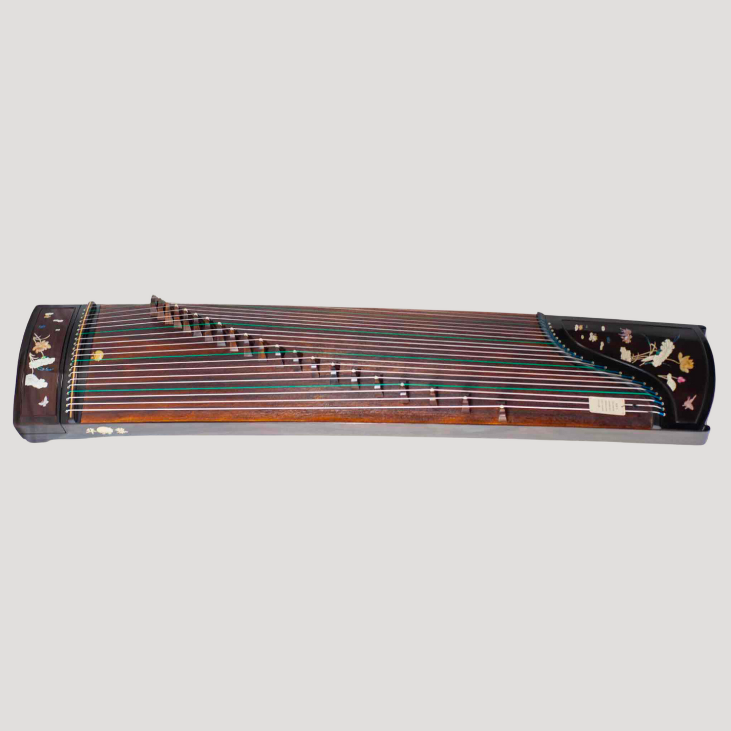 Huali Guzheng 上海华黎古筝 Ebony Wood 黑檀 with shell inlay Lotus Leaf and Flowers 贝雕荷塘月色