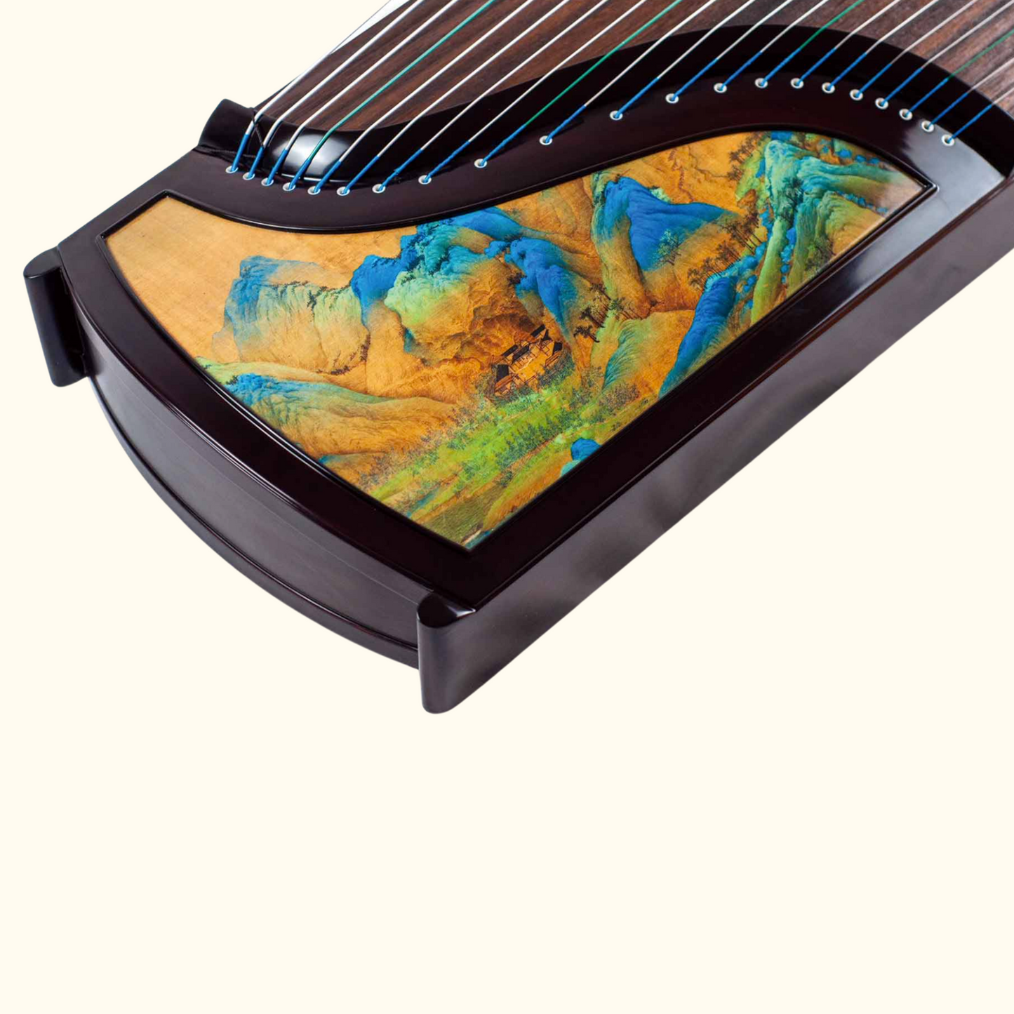 Used For Teaching Huali Guzheng 教学用华黎古筝 East Indian Rosewood 阔叶黄檀 painting of mountains 漆画千里江山