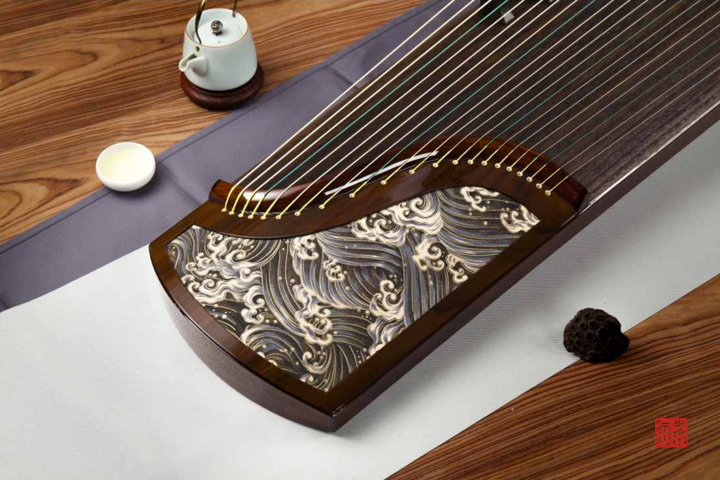 Haitang Guzheng 海棠国乐古筝 carved paulownia  挖筝 Guantao 观涛