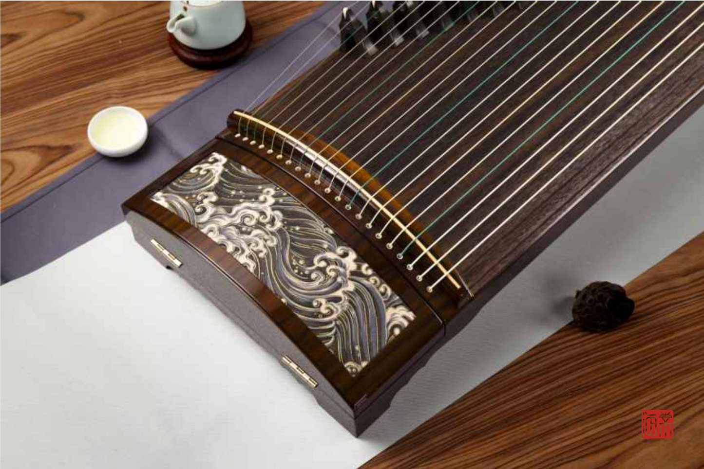 Haitang Guzheng 海棠国乐古筝 carved paulownia  挖筝 Guantao 观涛