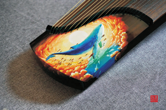 Haitang Guzheng 海棠国乐古筝 carved paulownia with 3D painting 浮雕漆画挖筝 Big Fish 大鱼海棠