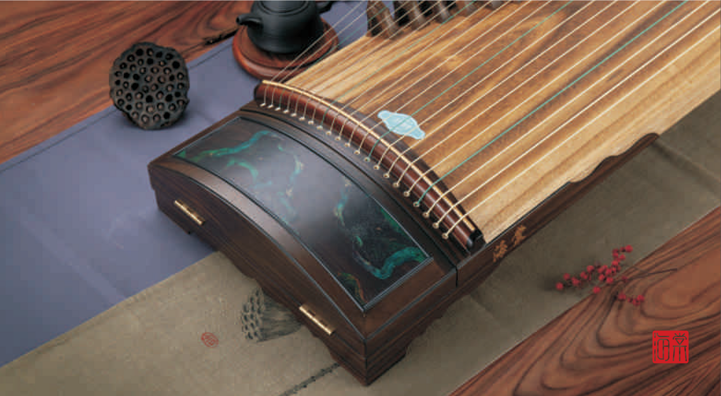 Haitang Guzheng 海棠国乐古筝 carved paulownia with matte painting  哑光漆挖筝 Jade FeiCui 翡翠