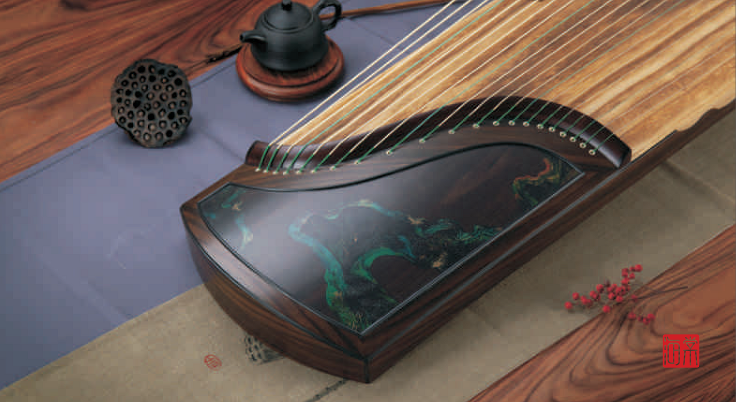 Haitang Guzheng 海棠国乐古筝 carved paulownia with matte painting  哑光漆挖筝 Jade FeiCui 翡翠