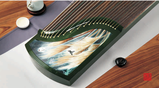 Haitang Guzheng 海棠国乐古筝 carved paulownia with painting 挖筝 Bixi 碧玺