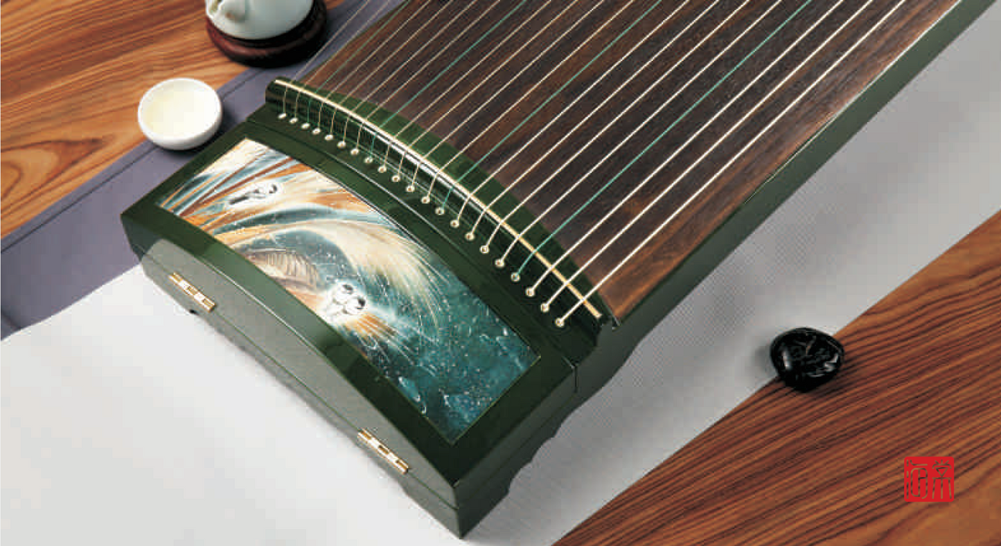 Haitang Guzheng 海棠国乐古筝 carved paulownia with painting 挖筝 Bixi 碧玺