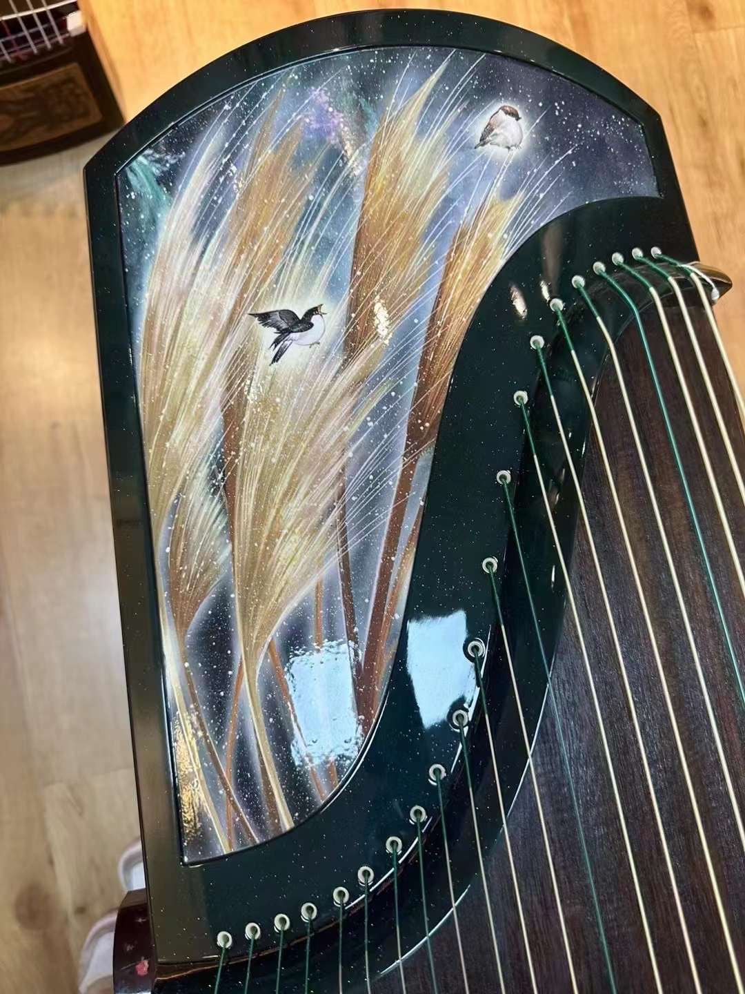 Haitang Guzheng 海棠国乐古筝 carved paulownia with painting 挖筝 Bixi 碧玺