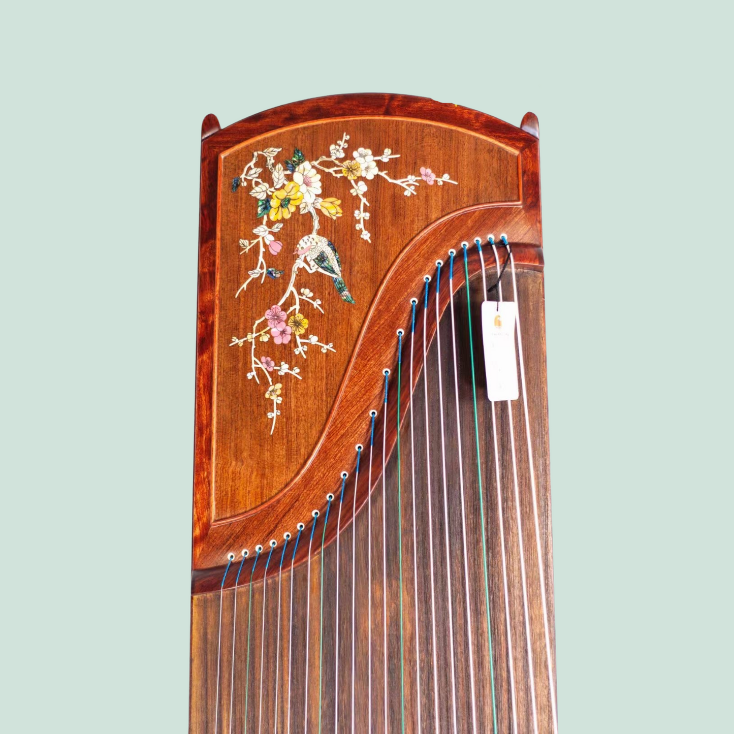 Huali Guzheng 上海华黎古筝 Bubinga 花梨木 with shell inlay birds and flowers 贝雕鸟语花香