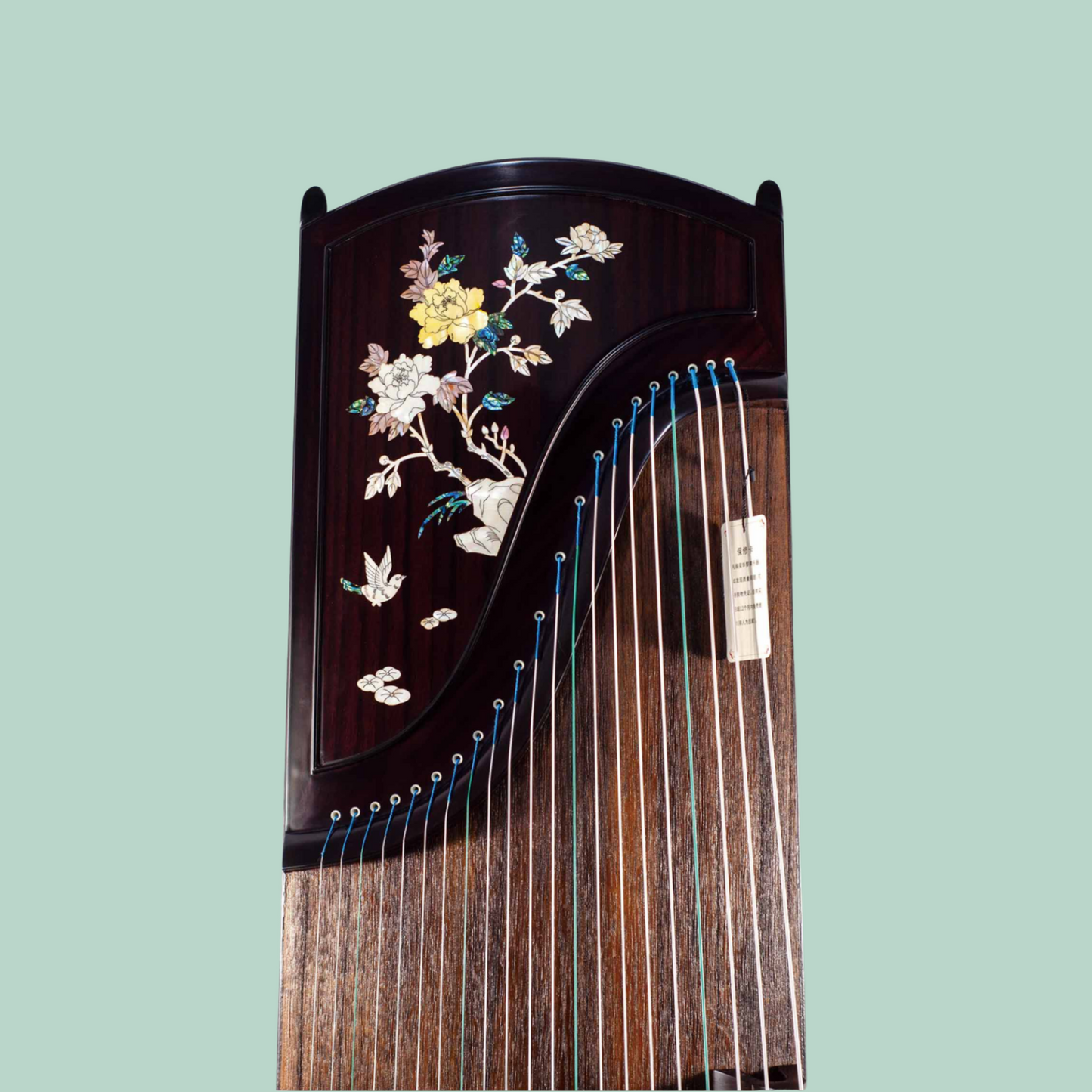 Huali Guzheng 上海华黎古筝 East Indian Rosewood 阔叶黄檀 with shell inlay flowers 彩贝国色天香